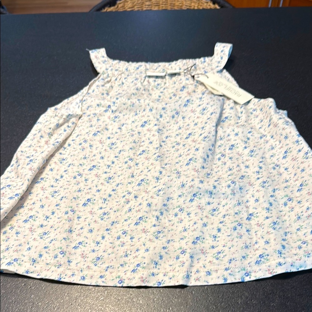 Rachel Zoe Floral Linen Top in Blue and Pink